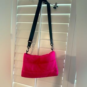 Nordstrom brand hot pink puffy nylon crossover bag purse adjustable strap nwot